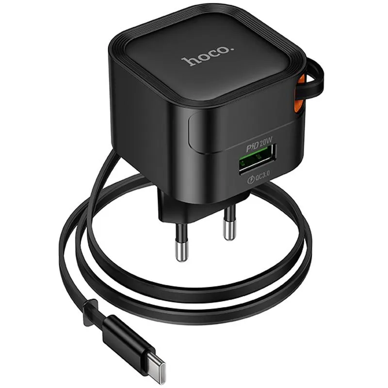 МЗП Hoco C154A Changer PD20W+QC3.0 + Retractable Cable Type-C Black — фото 6
