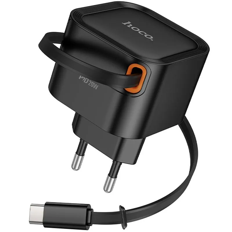 МЗП Hoco C153A Changer With Retractable Cable Type-C PD20W Black — фото 3
