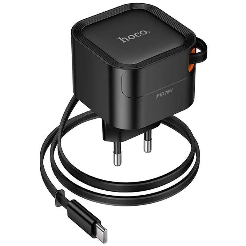 МЗП Hoco C153A Changer With Retractable Cable Type-C PD20W Black — фото 6