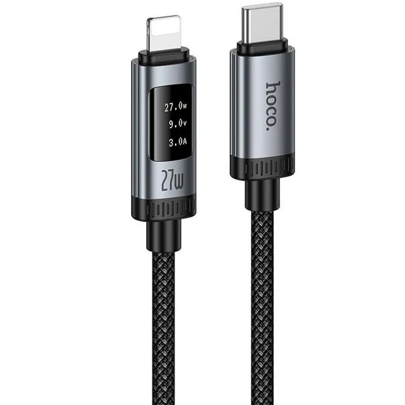 Дата кабель Hoco U148 Lord with display Type-C to Lightning 27W Black