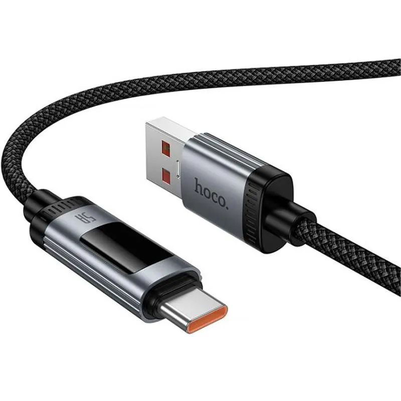 Дата кабель Hoco U148 Lord with display USB to Type-C 100W Black — фото 2