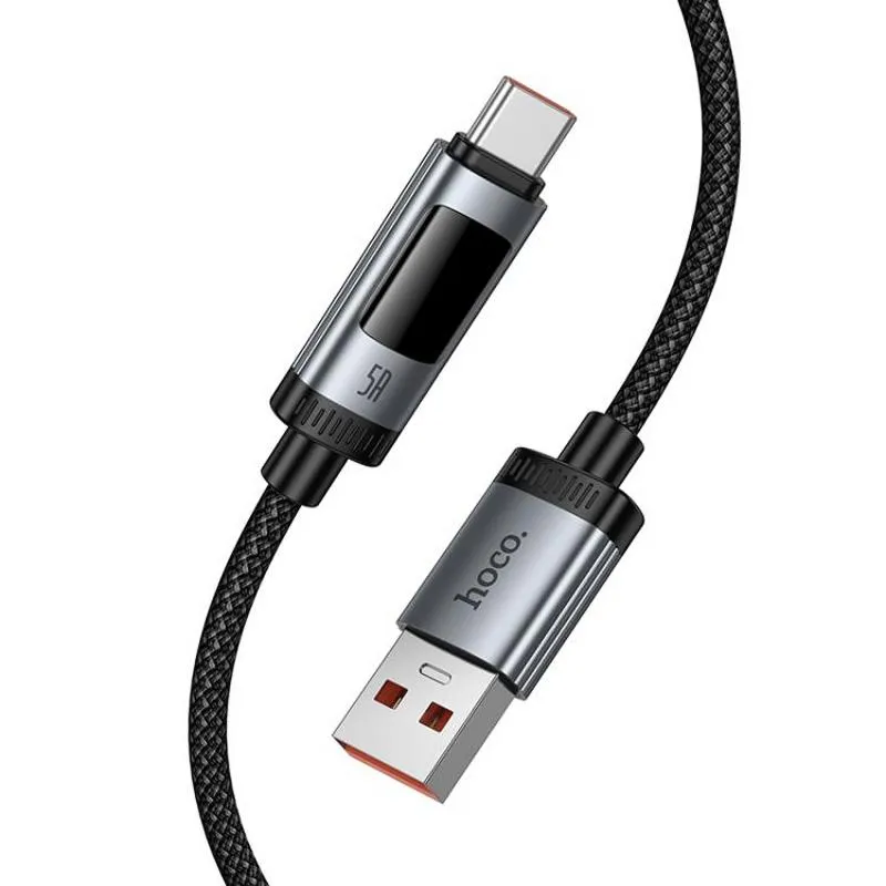 Дата кабель Hoco U148 Lord with display USB to Type-C 100W Black — фото 7