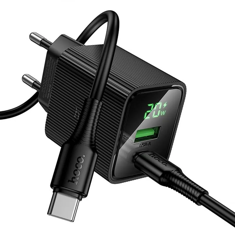 МЗП Hoco CS83A Excellent with digital display PD20W+QC3.0 + кабель Type-C to Type-C Black — фото 3