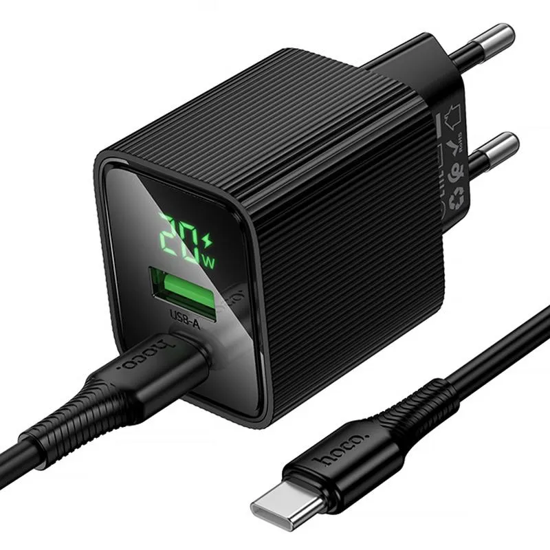 МЗП Hoco CS83A Excellent with digital display PD20W+QC3.0 + кабель Type-C to Type-C Black — фото 4