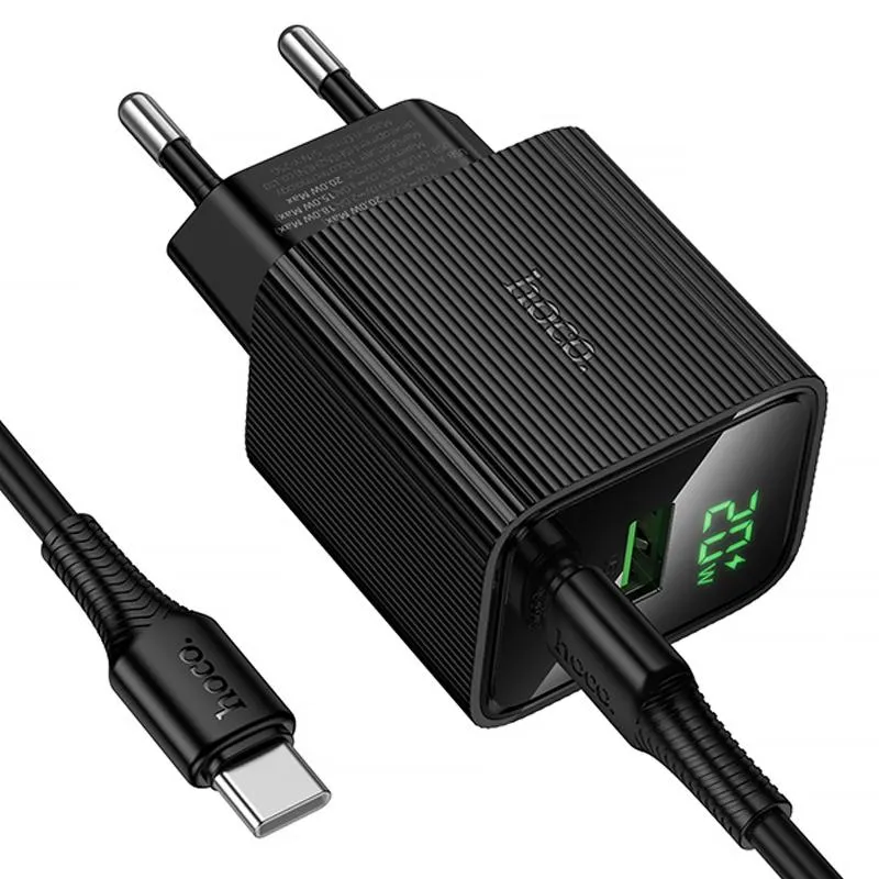 МЗП Hoco CS83A Excellent with digital display PD20W+QC3.0 + кабель Type-C to Type-C Black — фото 5