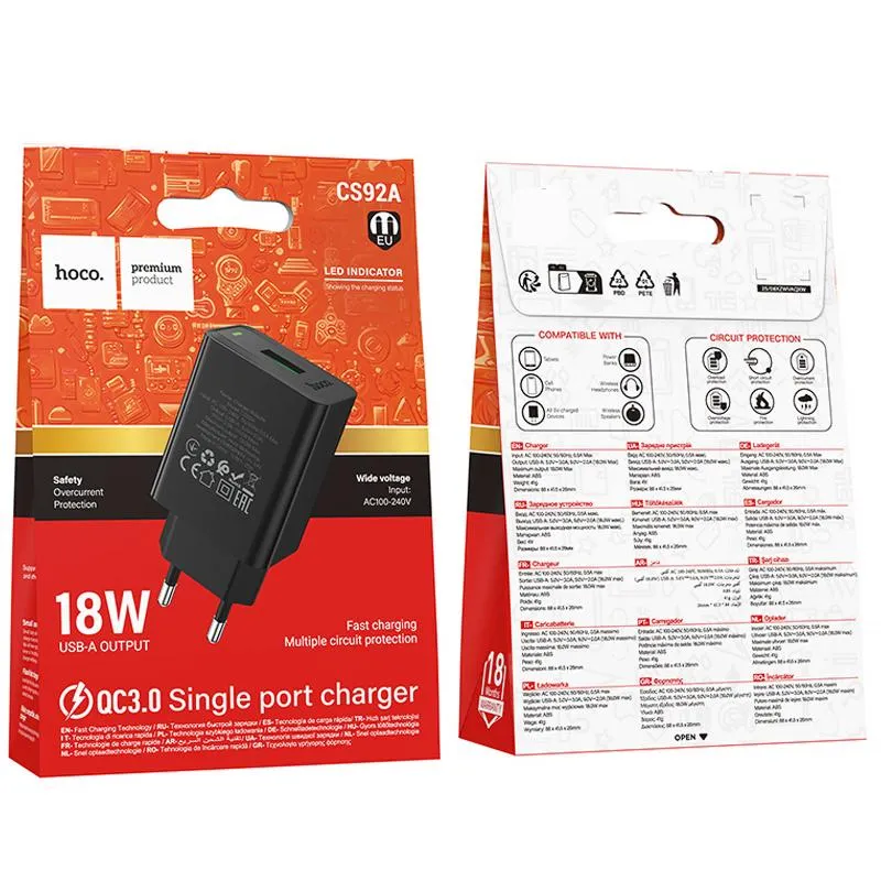МЗП Hoco CS92A Leader QC3.0 18W Black — фото 2