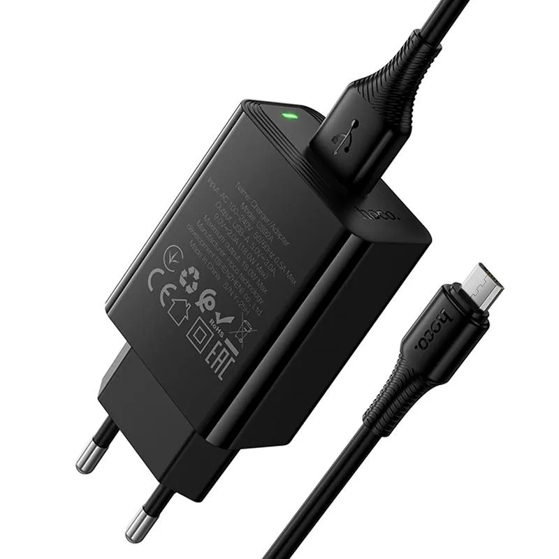 МЗП Hoco CS92A Leader QC3.0 18W + кабель USB to MicroUSB Black — фото 4