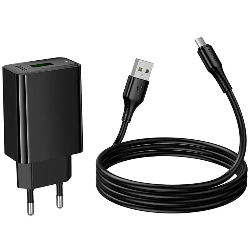 МЗП Hoco CS92A Leader QC3.0 18W + кабель USB to MicroUSB Black — фото 6