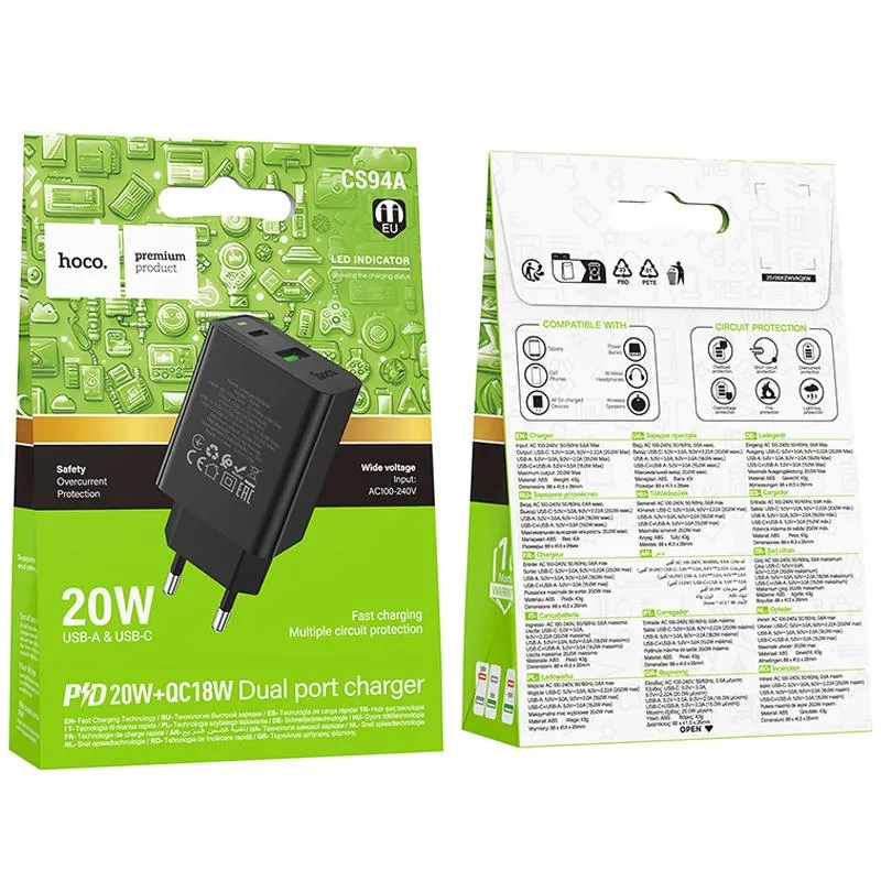 МЗП Hoco CS94A Leader PD20W+QC3.0 Black — фото 2