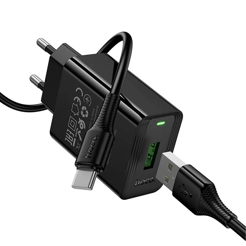 МЗП Hoco CS92A Leader QC3.0 18W + кабель USB to Type-C Black — фото 5