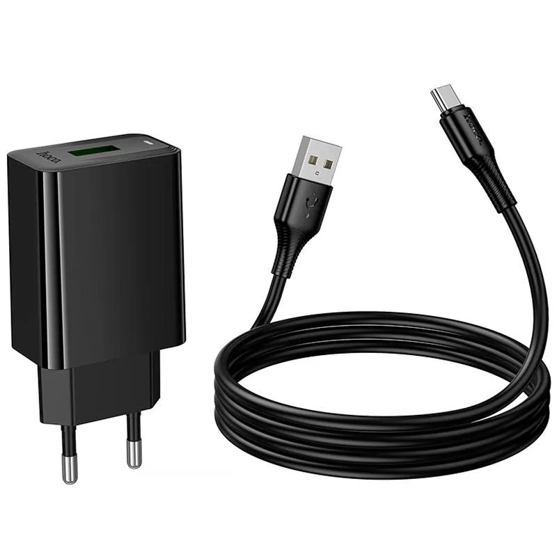 МЗП Hoco CS92A Leader QC3.0 18W + кабель USB to Type-C Black — фото 6
