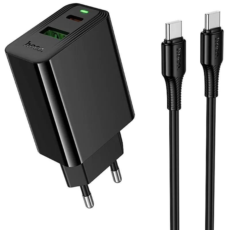 МЗП Hoco CS94A Leader PD20W+QC3.0 + кабель Type-C to Type-C Black