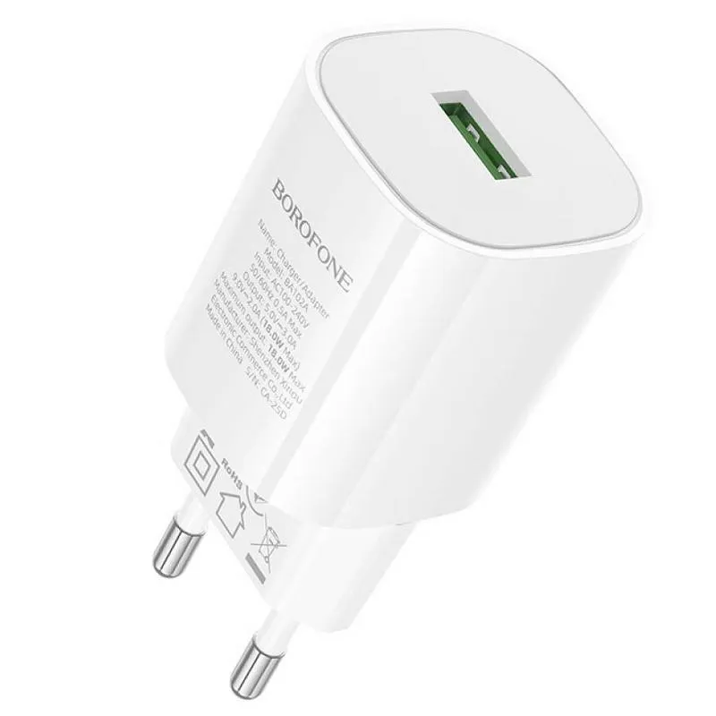 МЗП Borofone BA102A Pudding QC3.0 + кабель USB to MicroUSB White — фото 3