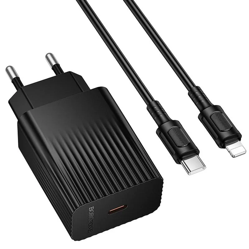 МЗП Borofone BAS75A Source PD30W + кабель Type-C to Lightning Black — фото 3