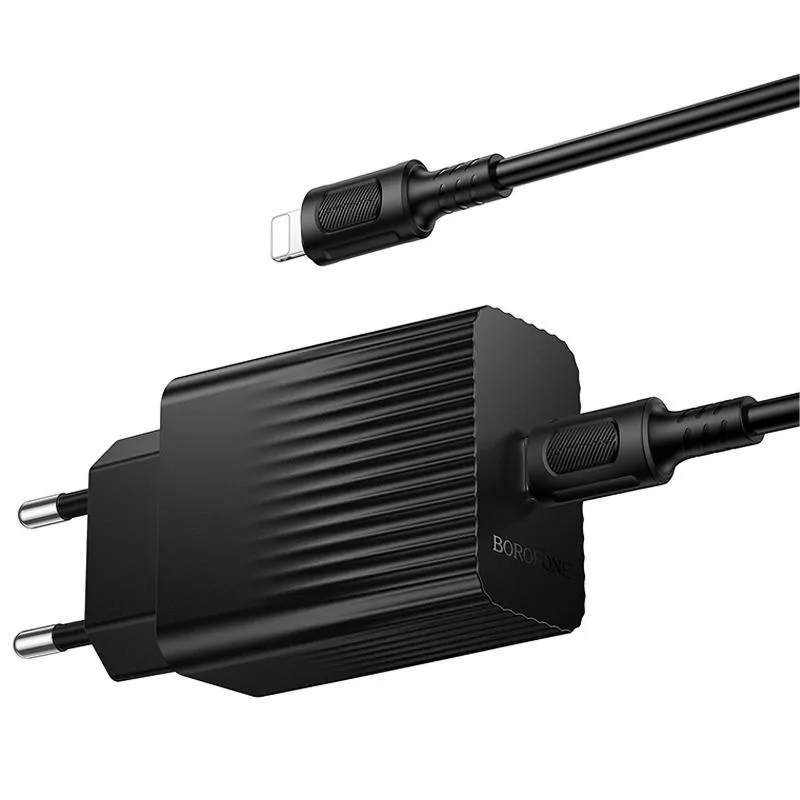 МЗП Borofone BAS75A Source PD30W + кабель Type-C to Lightning Black — фото 4