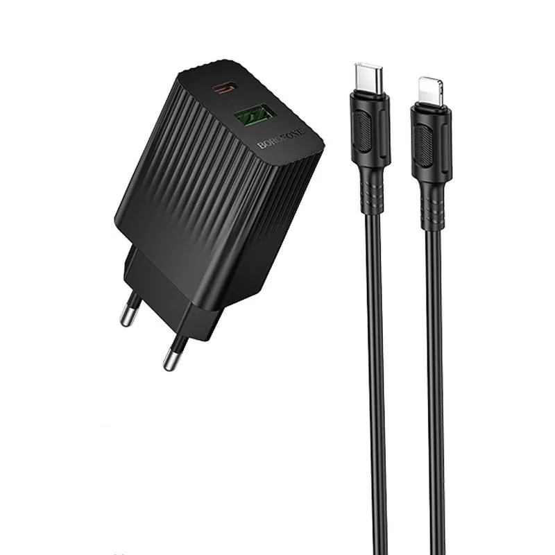МЗП Borofone BAS76A Source PD30W+QC3.0 + кабель Type-C to Lightning Black