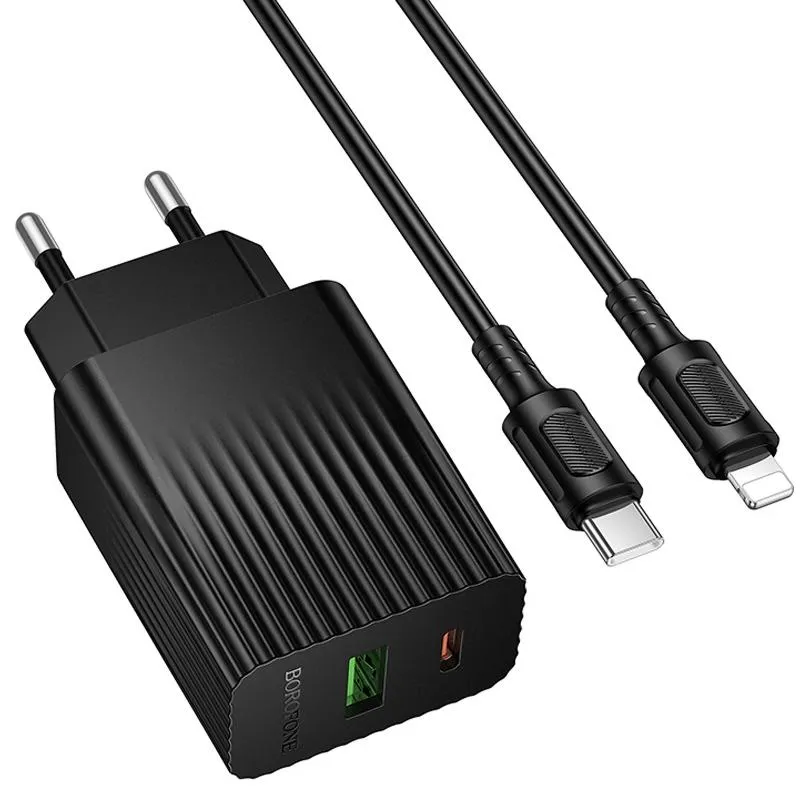 МЗП Borofone BAS76A Source PD30W+QC3.0 + кабель Type-C to Lightning Black — фото 3