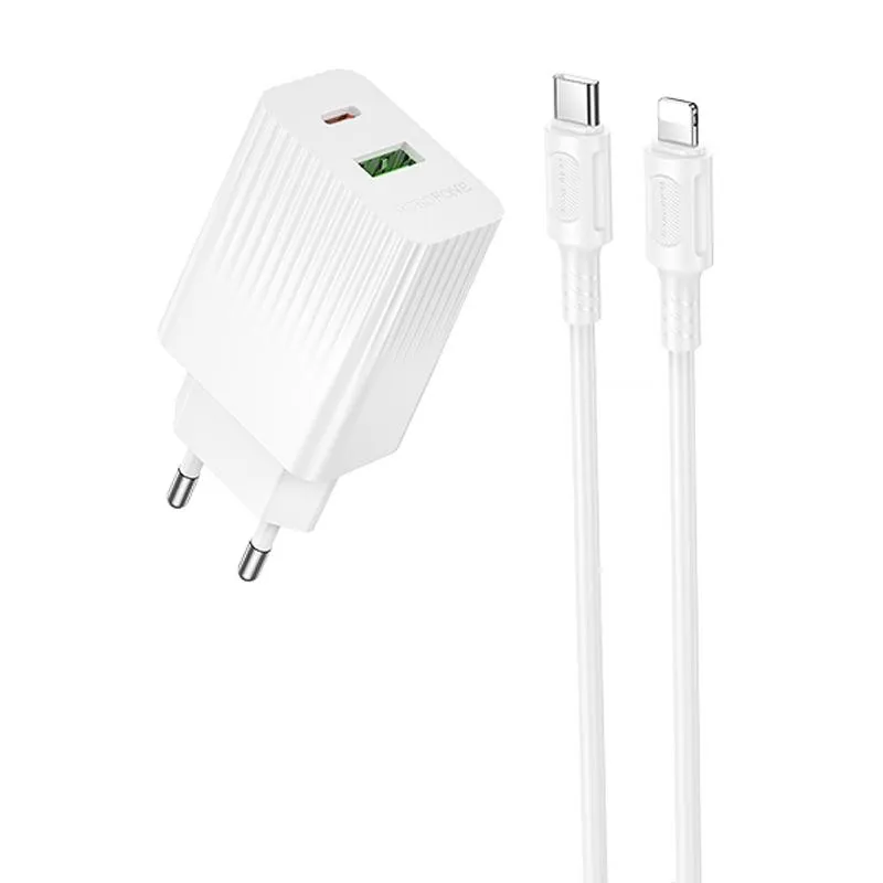 МЗП Borofone BAS76A Source PD30W+QC3.0 + кабель Type-C to Lightning White