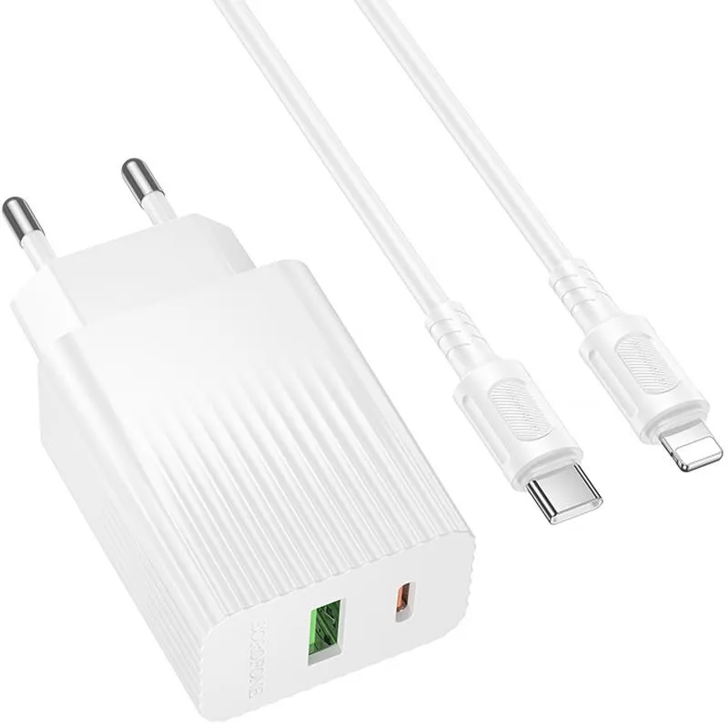 МЗП Borofone BAS76A Source PD30W+QC3.0 + кабель Type-C to Lightning White — фото 3