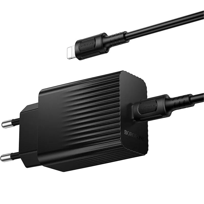МЗП Borofone BAS73A Source PD20W + кабель Type-C to Lightning Black — фото 3