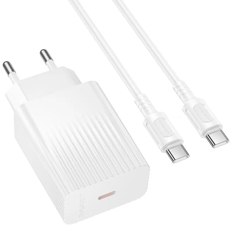 МЗП Borofone BAS75A Source PD30W + кабель Type-C to Type-C White — фото 3