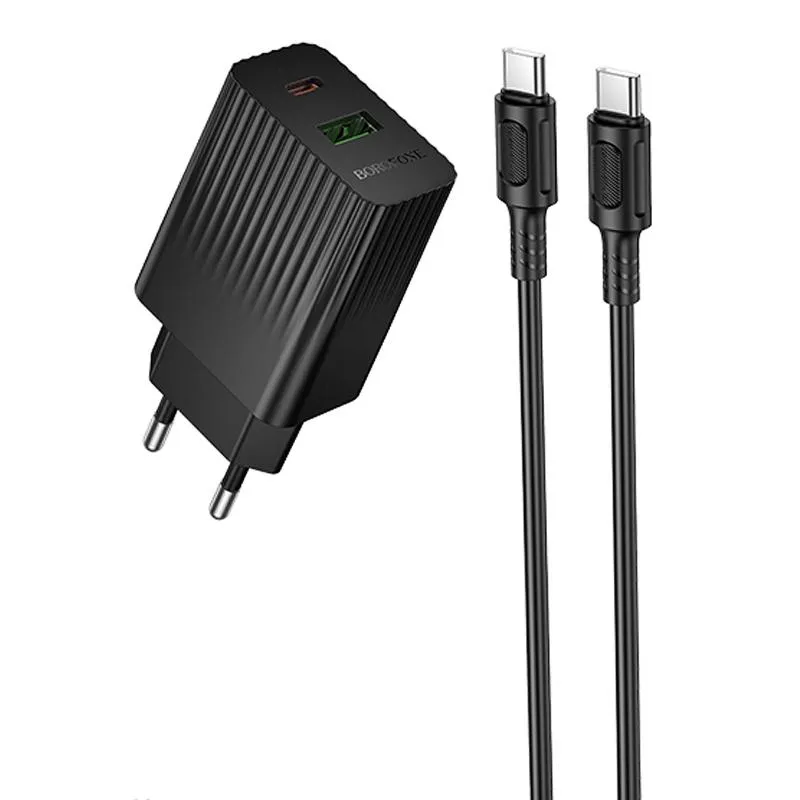 МЗП Borofone BAS76A Source PD30W+QC3.0 + кабель Type-C to Type-C Black