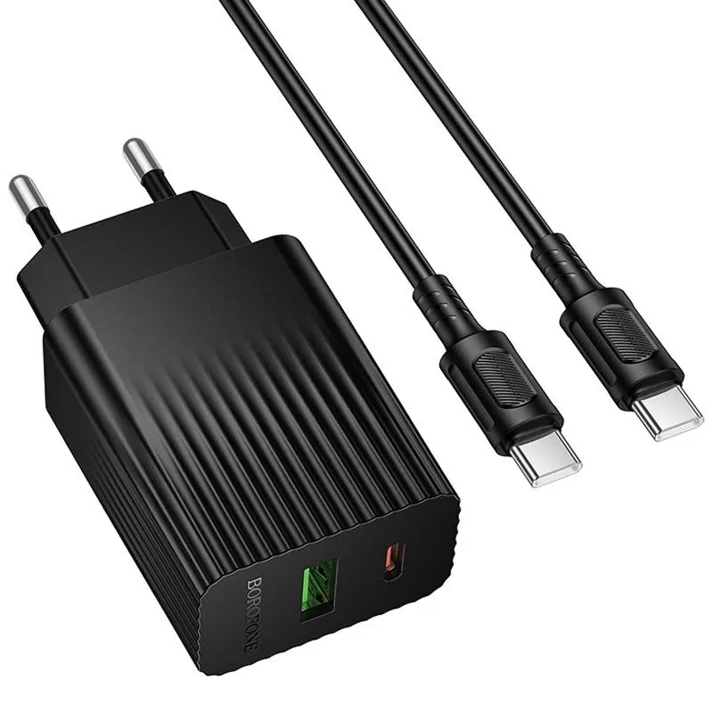 МЗП Borofone BAS76A Source PD30W+QC3.0 + кабель Type-C to Type-C Black — фото 3