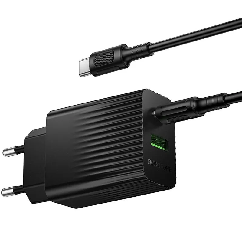 МЗП Borofone BAS76A Source PD30W+QC3.0 + кабель Type-C to Type-C Black — фото 4