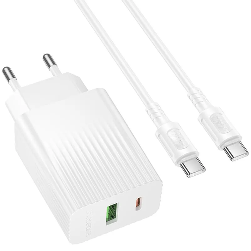 МЗП Borofone BAS76A Source PD30W+QC3.0 + кабель Type-C to Type-C White — фото 2