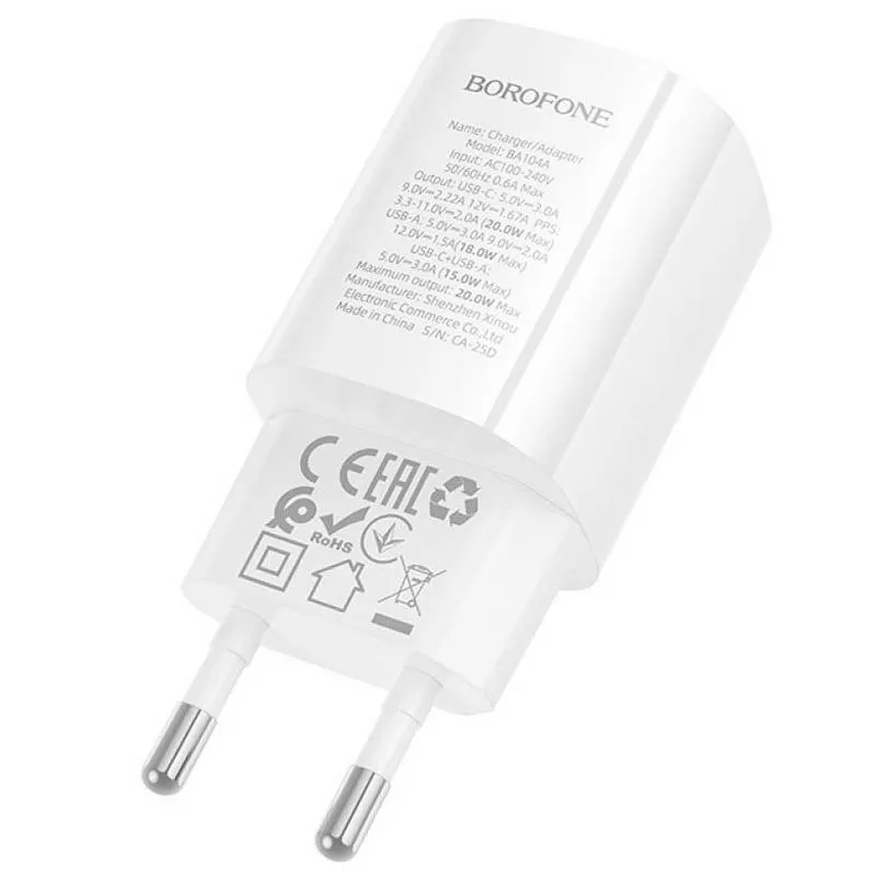 МЗП Borofone BA104A Pudding PD20W+QC3.0 White — фото 5