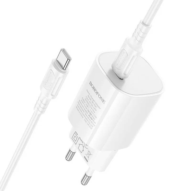 МЗП Borofone BA103A Pudding PD20W + кабель Type-C to Type-C White — фото 2