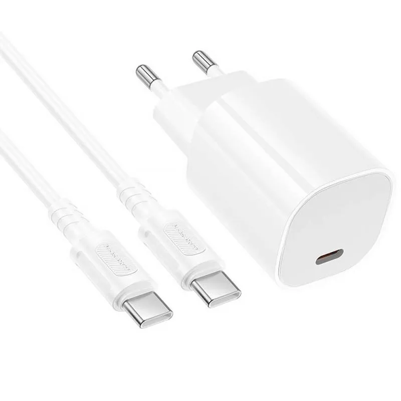 МЗП Borofone BA103A Pudding PD20W + кабель Type-C to Type-C White — фото 3