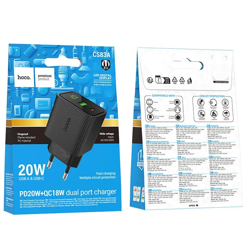МЗП Hoco CS83A Excellent with digital display PD20W+QC3.0 Black — фото 2