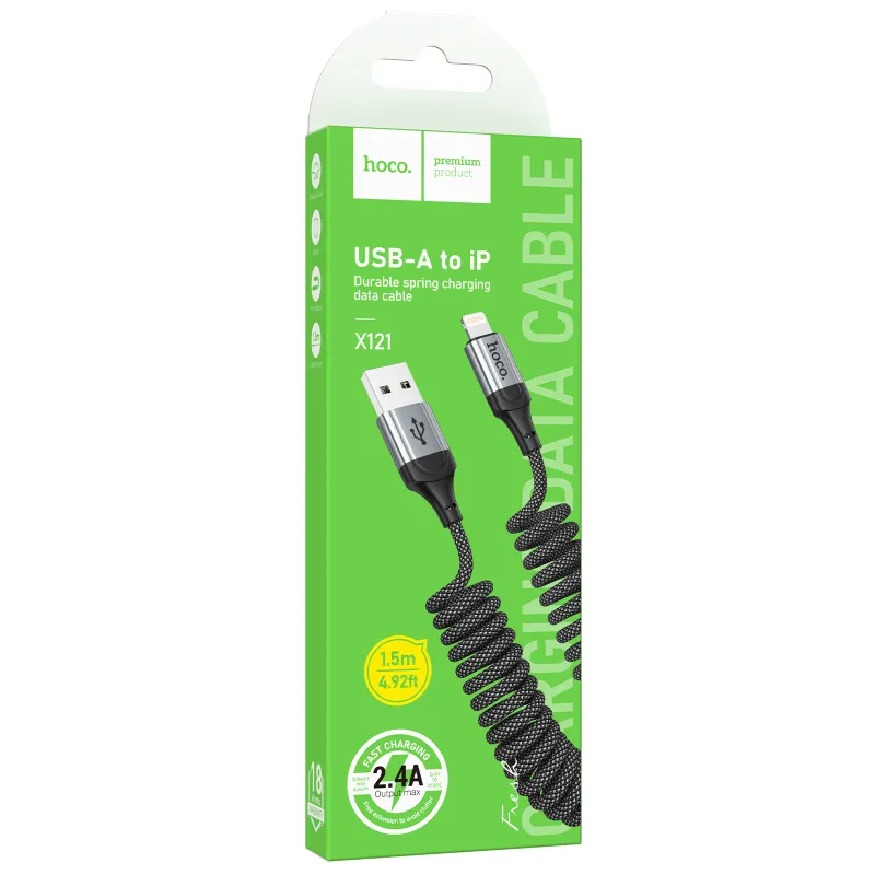 Дата кабель Hoco X121 Nuevo USB to Lightning 2.4A Black — фото 2