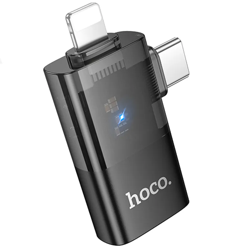 Перехідник Hoco UA36E Combo 2-in-1 (Type-C/Lightning to USB2.0) Black