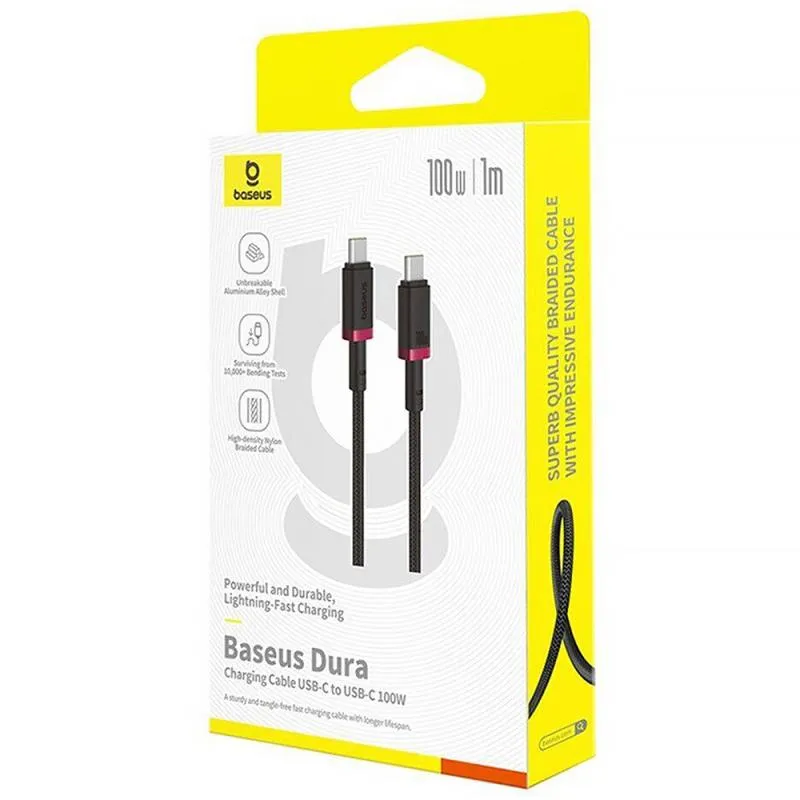 Дата кабель Baseus Dura Series Fast Charging Type-C to Type-C 100W Red / Black — фото 3