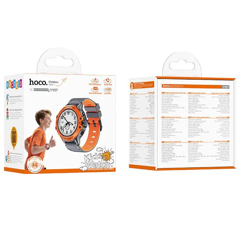 Дитячий cмарт-годинник Hoco Y107 4G with call function Orange — фото 2