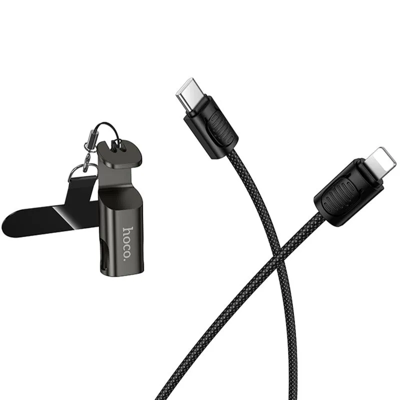 Дата кабель Hoco X126 Experto Type-C to Lightning 30W + Phone Holder & Lanyard Black — фото 5