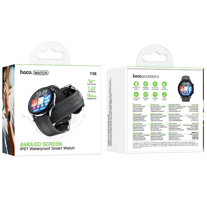 Смарт-годинник Hoco Y38 Smart sports watch Black — фото 2