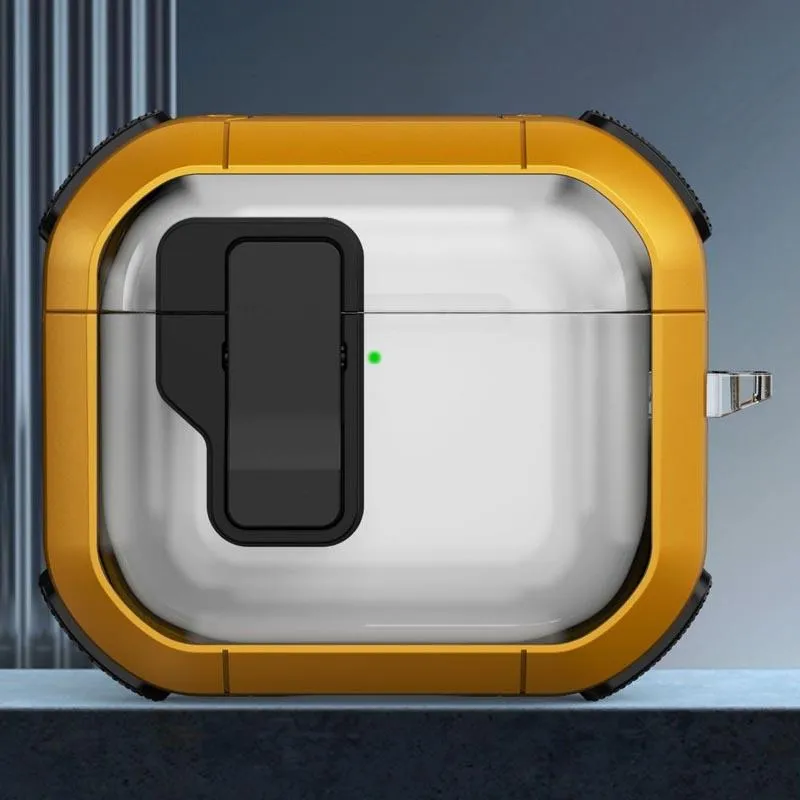 Футляр протиударний Locking Button для навушників Airpods Pro 3 Yellow — фото 2