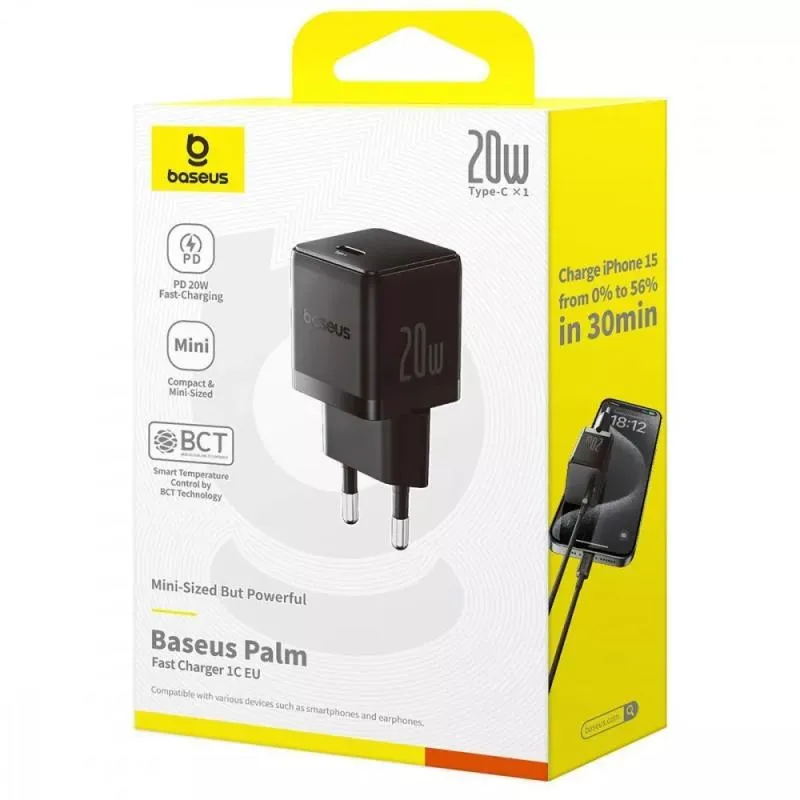 МЗП Baseus Palm Fast Charger 20W Cluster Black — фото 4