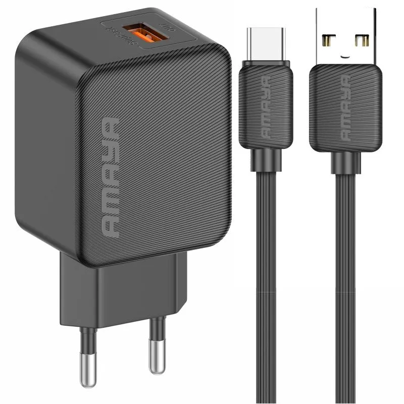 МЗП Amaya E111U QC3.0 18W + кабель USB to Type-C Black