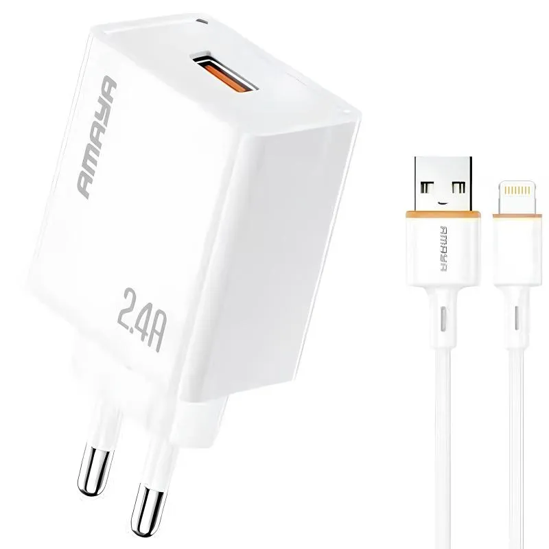 МЗП Amaya E79D 2.4A + кабель USB to Lightning White