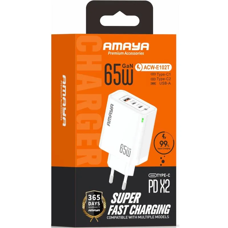 МЗП Amaya E102T PD65W+QC3.0 GaN White — фото 2