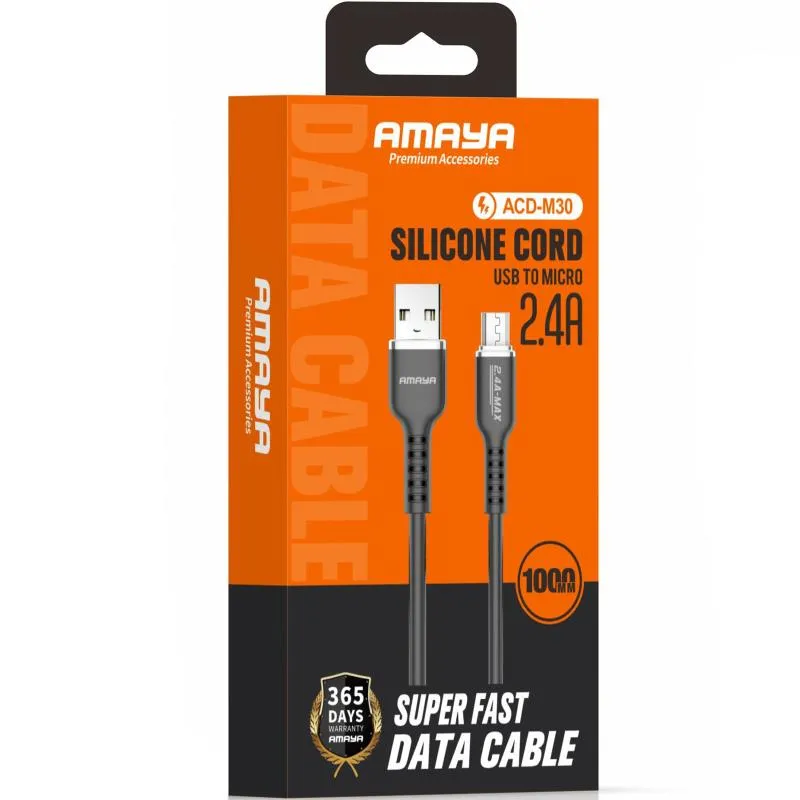 Дата кабель Amaya M30 USB to MicroUSB 2.4A Black — фото 2