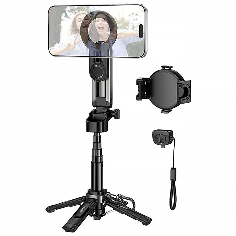 Монопод для селфі Hoco K27 Pro magnetic трипод + знімний BT пульт Black
