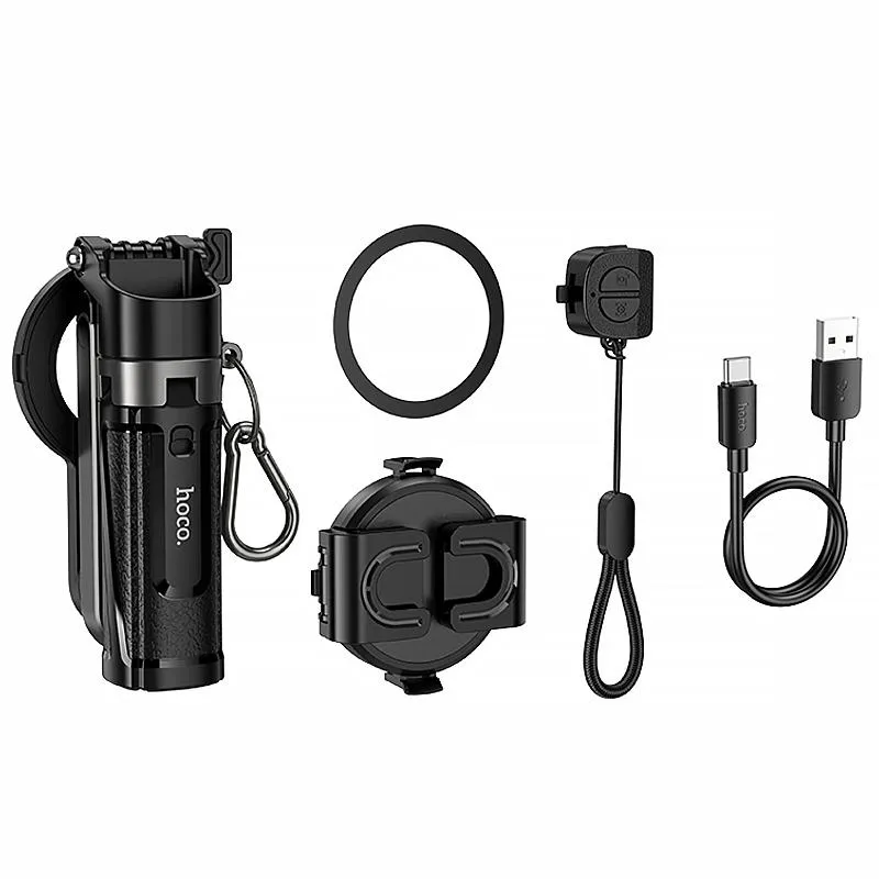 Монопод для селфі Hoco K27 Pro magnetic трипод + знімний BT пульт Black — фото 5