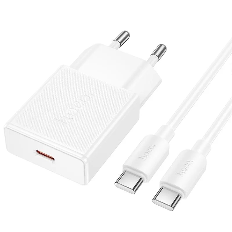 МЗП Hoco N72 Speed ultra-thin PD20W (1USB-C) + кабель Type-C to Type-C White