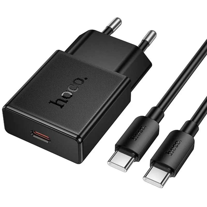 МЗП Hoco N72 Speed ultra-thin PD20W + кабель Type-C to Type-C Black