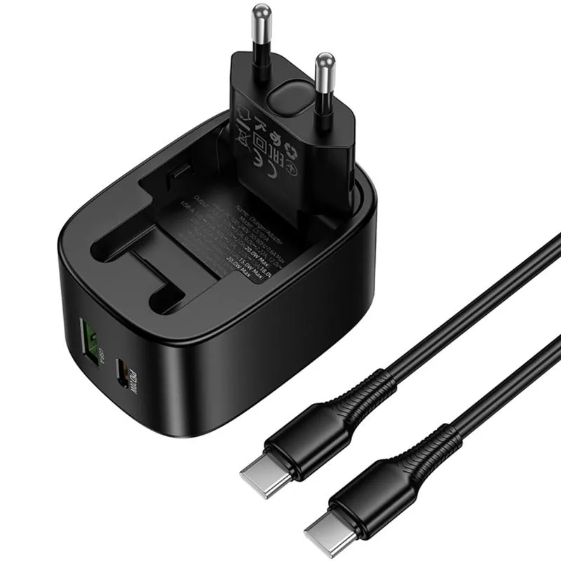 МЗП Hoco CS101A Folding PD20W+QC3.0 + кабель Type-C to Type-C Black — фото 3